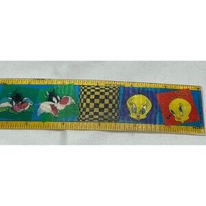 Vintage Warner Bros Sylvester Tweety Multiplication Ruler 3D Holographic Effect